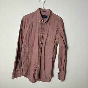 EUC Mens American Eagle Outfitters Red Plaid Chambray Button Up Shirt Cotton S